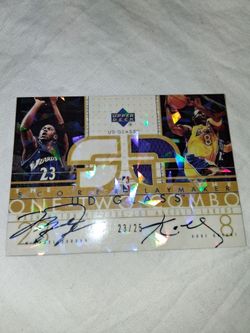 2003 Michael Jordan- Kobe Bryant, Upper Deck Card # MJ/KB - AC Limited Edition, 23/25 Signed, One Two Combo