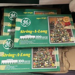 Vintage Lot of 3 GE String A Long Super Bright Christmas Lights 100 Clear