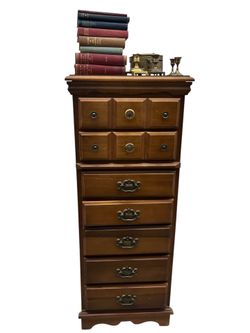 Vintage tall narrow dresser w 7 draws