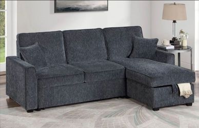 Pull-out sectional sofa bed with, Cupholder + USB wireless ports