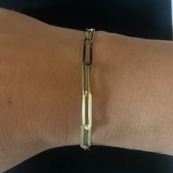14k Paper Clip Gold Bracelet 