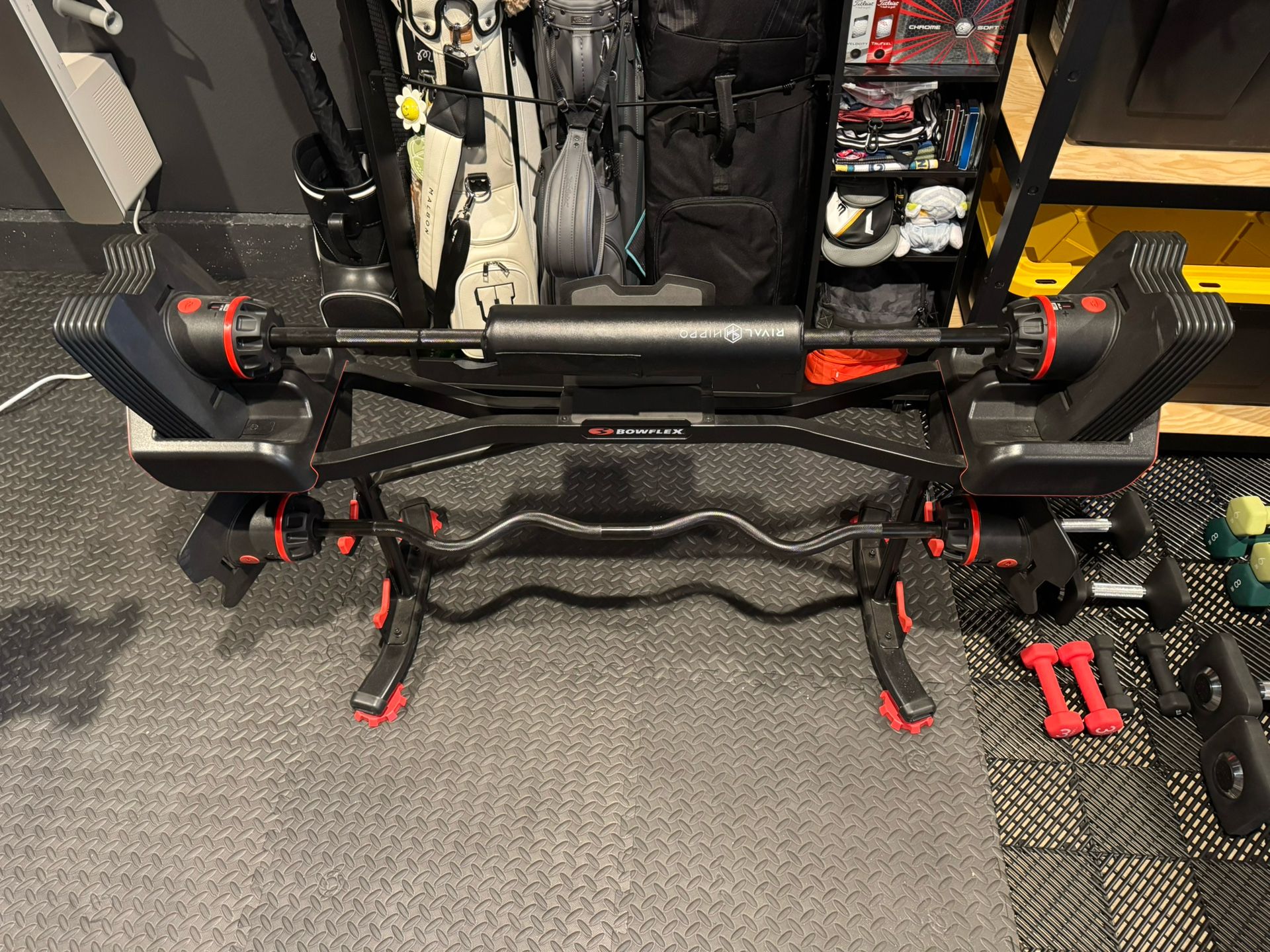 Bowflex SelectTech Adjustable Barbell Combo Set With Stand In Like New Condition