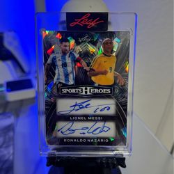 Messi and Ronaldo Autographed Leaf Sport Card  1/1