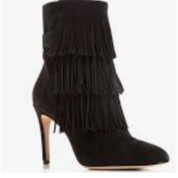 Worn Once VIA SPIGA  fringe black suede booties Black 8 Boots Boot Shoe 