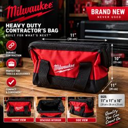 Brand New Milwaukee Heavy Duty Tool Bag 11” x 11” x 10”