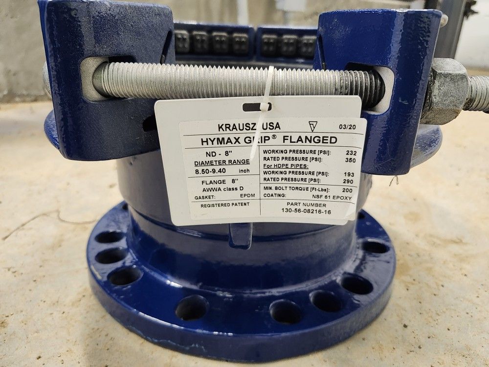 Krausz USA Hymax Grip Pipe Flange Adapter Nominal Size 8" (8.50-9.40) Open Bore