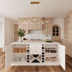 Kitchen Island with Wine Rack and Storage