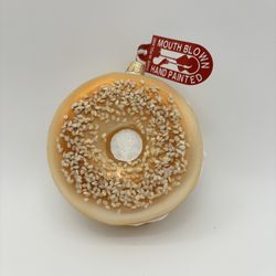 New Anthropologie Bagel Glass Hand Blown Ornament