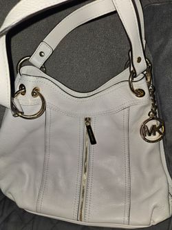 MICHAEL KORS Moxley Satchel White Vanilla Leather Hobo Purse Zippers Duster Bag very good condition only used twice