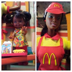 Mc Donald's Fun Time AA Barbie & Kelly Dolls