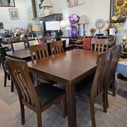 Dining Table + 6 Side Chairs New