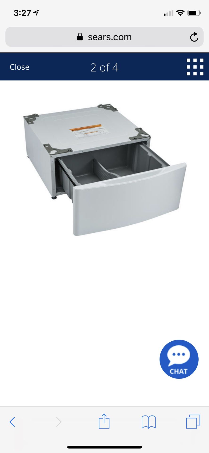 Laundry Pedestal w/ Storage Drawer - White