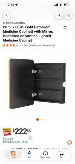24x30 Gold Bathroom Medicine Cabinet with Mirror