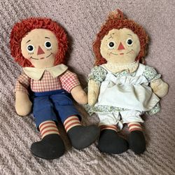 Original 1960’s VINTAGE Raggedy Ann and Andy Dolls! Made By Knickerbocker. 16”