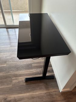 Black glass electric adjustable desk