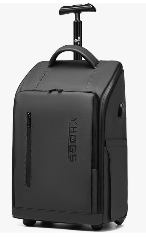Rolling Backpack, Waterproof Backpack with Wheels for Business Commuter, Carry on Backpack with Laptop Compartment, Fit 15.6 Inch Laptop, Wheeled