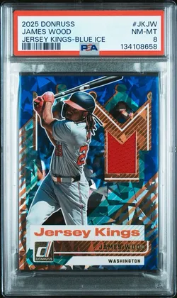 PSA 8 2025 Donruss James Wood – Jersey Kings Blue Ice (#JKJW)