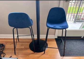 Upholstered Bar & Counter Stool Blue Velvet set of 2