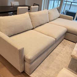 Crate & Barrel Modern Sectional Sofa with Chaise - Light Grey