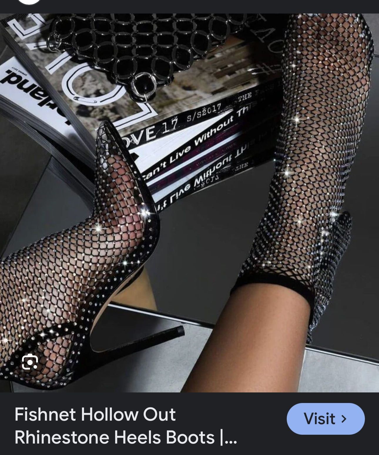Worn Once Stretchy Sock Fishnet, Black Mesh Heels, Bling  Jewels