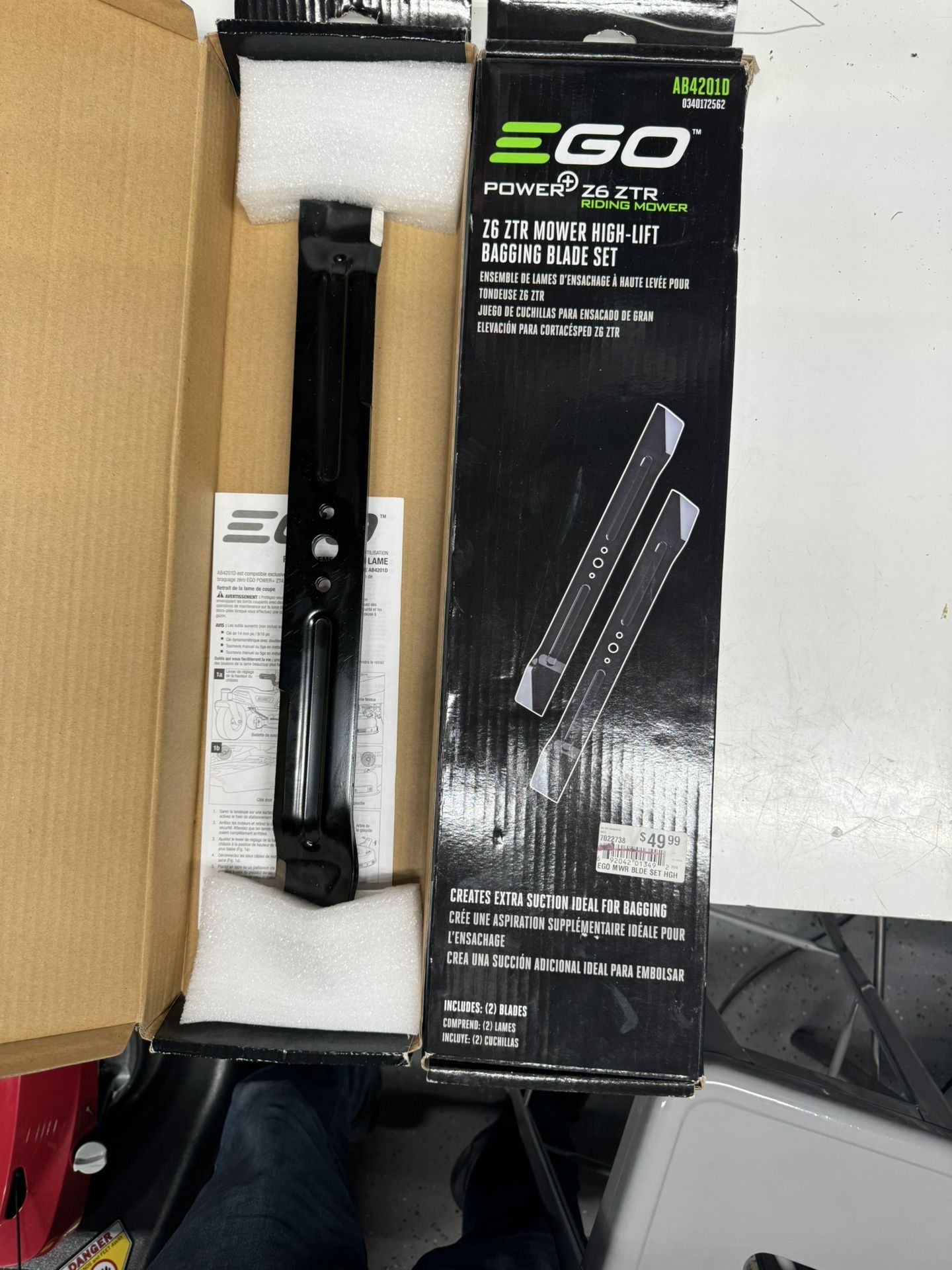 EGO Mower Blade Set For Zero Turn 42”. (2) Sets $25 Each. Must Pickup