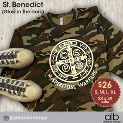 St Benedict Spiritual Warfare Sweatshirt-  Glow In The Dark
