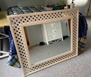 Large Lattice Framed Wall Mirror