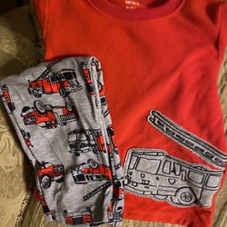New Fleece  Fire Engine Pajama Set Size 4t