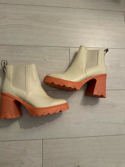 New Sorel Women Brex Heel chelsea booties natural/paradox pink size 7  