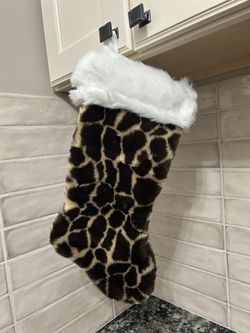 Faux Fur Giraffe Print Christmas Stocking  - Brand New / Never Used or Displayed  - No Tag