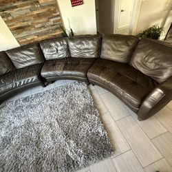 Brown leather sofa