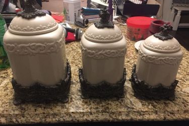 Ceramic Canisters- Set Of 3