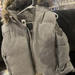 Gap Coat Vest With Plush Fur Hood Trim