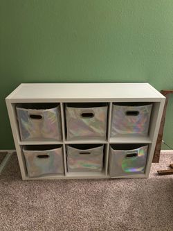 White Cube Shelf with Bins