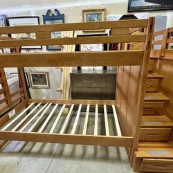 Canyon Furniture Company Solid Wood Twin Loft Bunk Bed with End Steps 