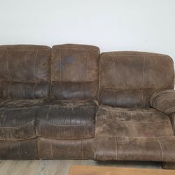 Free brown 3 seater reclining Sofa - Pick up only