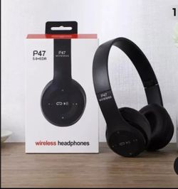 Stereo Bluetooth Headphones P47 5.0 Bluetooth Headset Foldin g Series Wireless Sports Game Headset Color@@Black