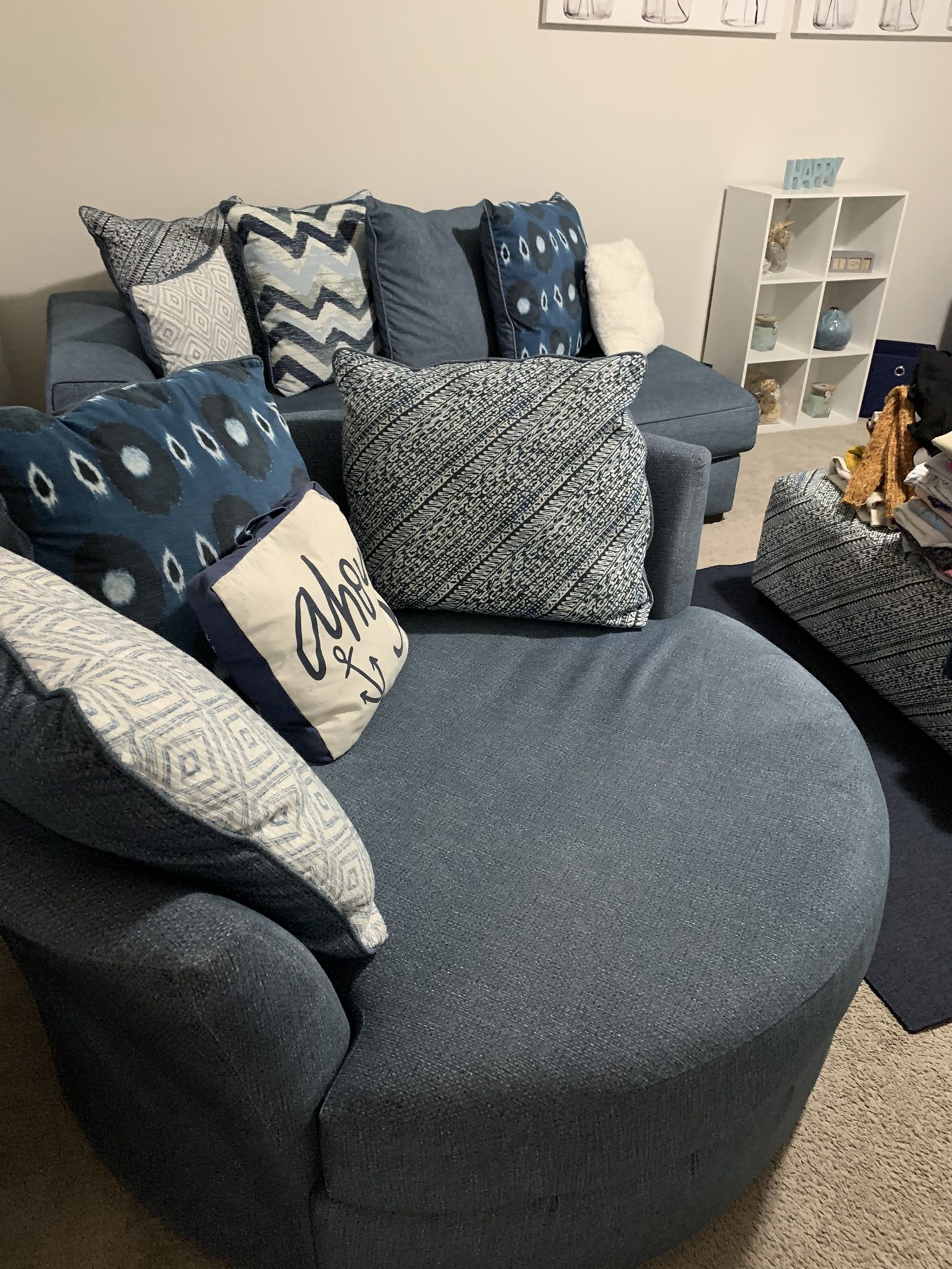 Barely Used Great Condition Sectional,  Ottoman, and Swivel Chair