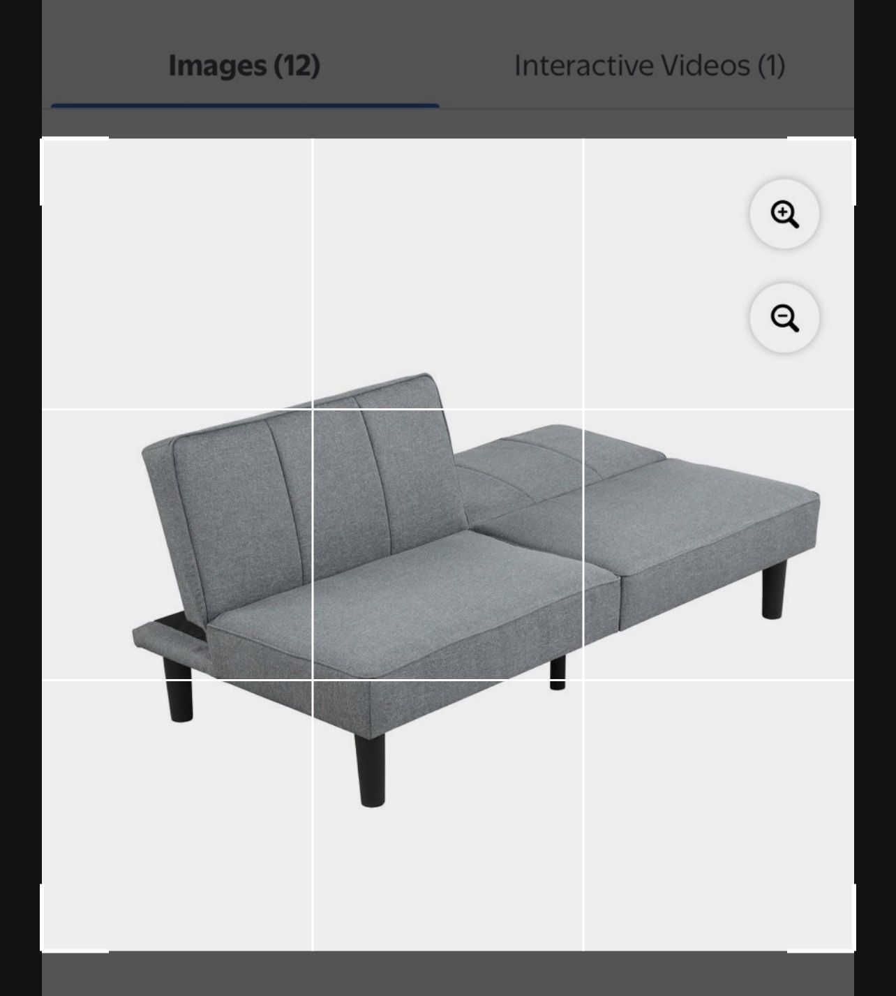 Couch +  Futon 2 In 1 Grey Folding Back Fits In All Cars 