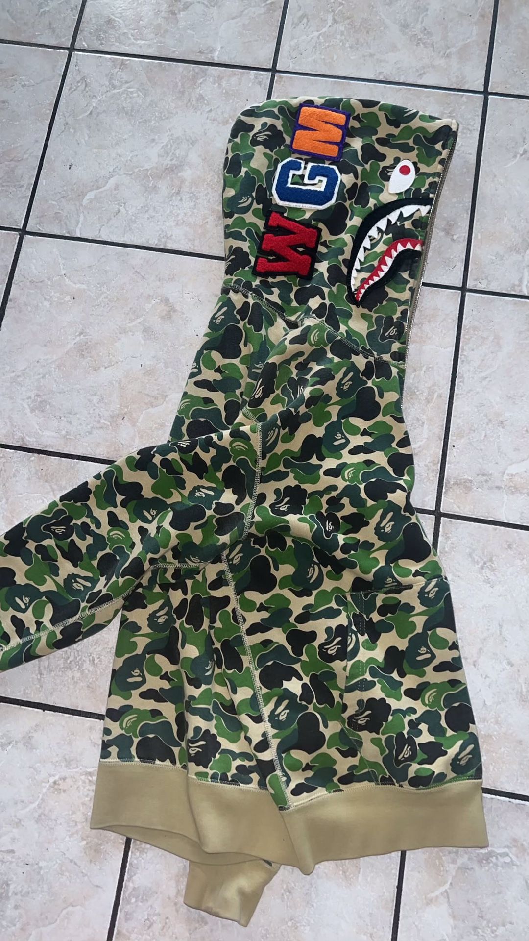 A Bathing Ape ABC Camo Shark Full Zip Hoodie Size M