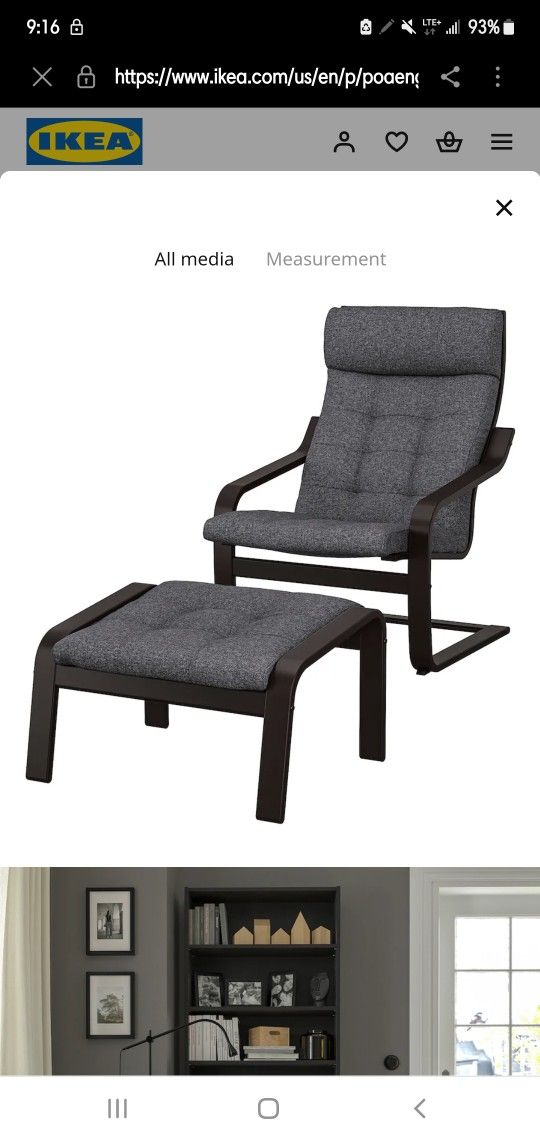 Ikea Poang Chair With Ottoman & Cushion