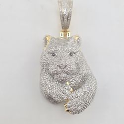 10k gold 3.01ctw vs diamond custom snow leopard pendant