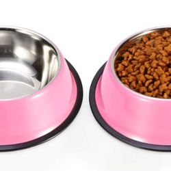 Pink Stainless Steel Dog Bowls