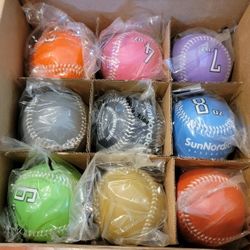 SunNordic 9 Pack Leather Weighted Baseballs Set