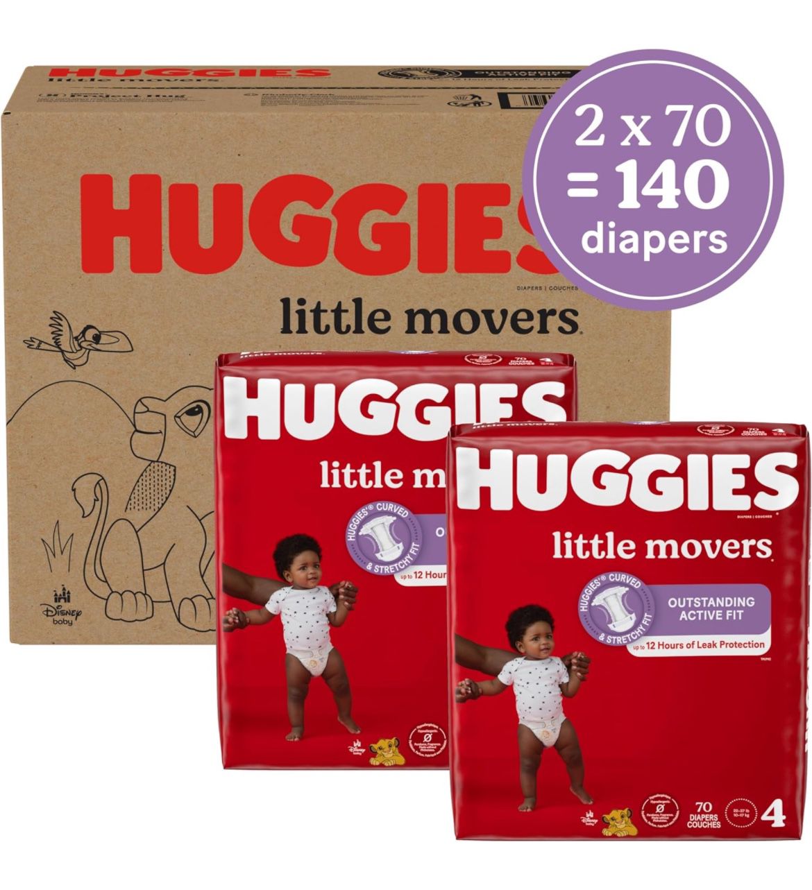Unopened Huggies Size 4 (140 Diapers)