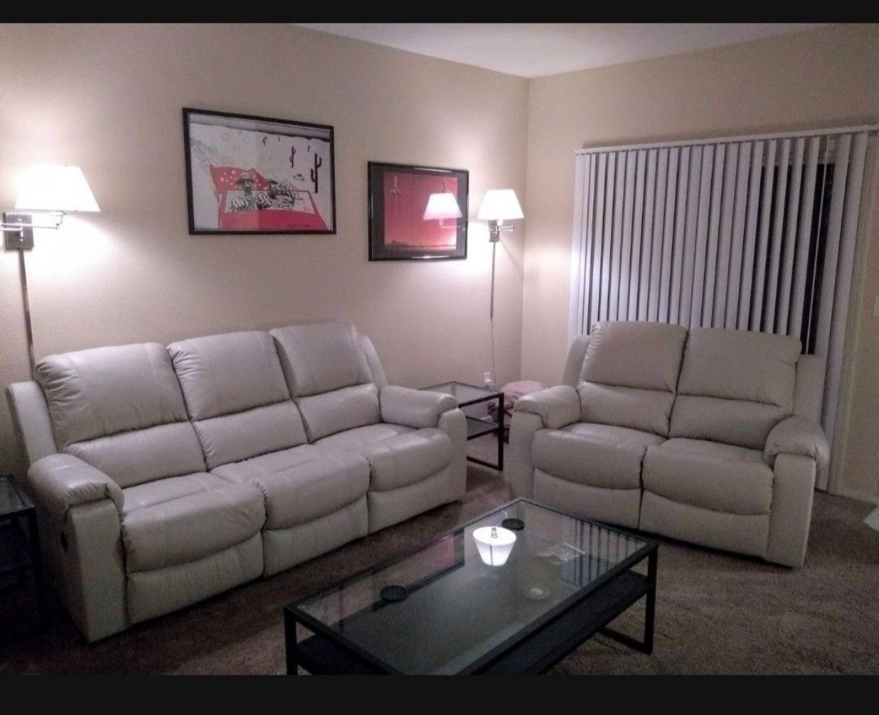 Brand New🤩 White Leather Sofa And Loveseat Living Room Set💥 Financing Options ✅