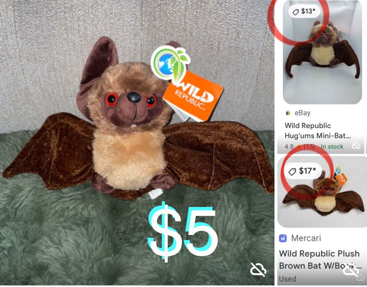 $5 Bran new wild Republic Bat 🦇 Plushy with tag very cute