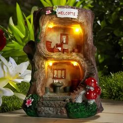Whimsical Dwarf Fairy House Solar Powered