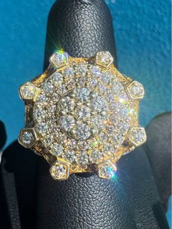 10k solid yellow gold 5CTW Natural Diamond Crown King iced out  men’s ring sz 7.75