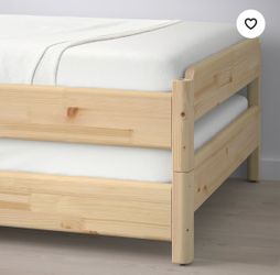 Ikea Utaker stacking twin frames with mattresses